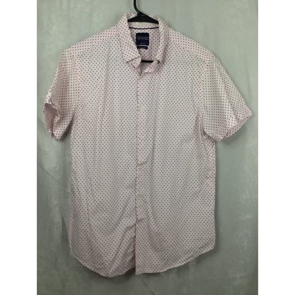 Denim & Flower Men's Slim Fit Short Sleeve Button Up Size Medium Pink - Picture 5 of 12